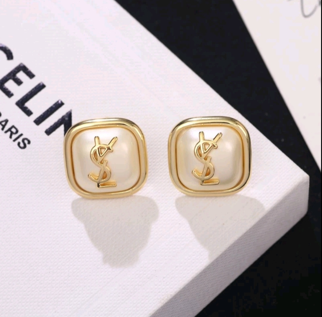 "YSL" pearl earrings